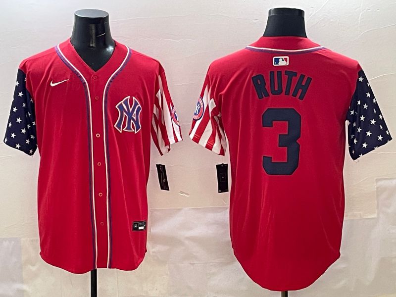 Men New York Yankees #3 Ruth Red a generation of national flags Jointly Name 2025 Nike MLB Jersey style 1